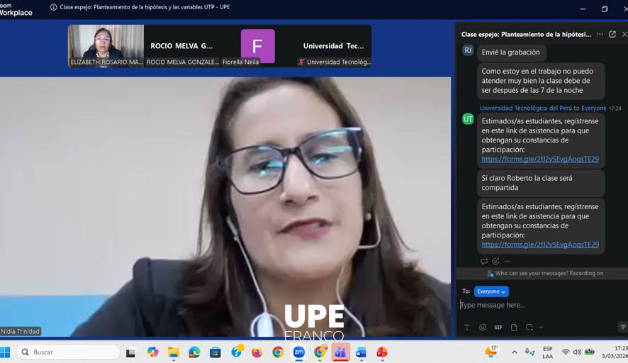Clase Espejo Internacional: Universidad Privada del Este (UPE), sede Pdte. Franco - Universidad Tecnológica del Perú (UTP)